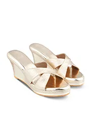 Cross Strap High K Wedge Silver