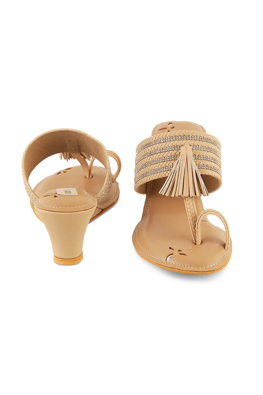 Crystal Braided Wedges Biscuit