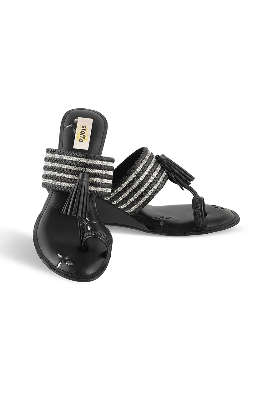 Crystal Braided Wedges Biscuit