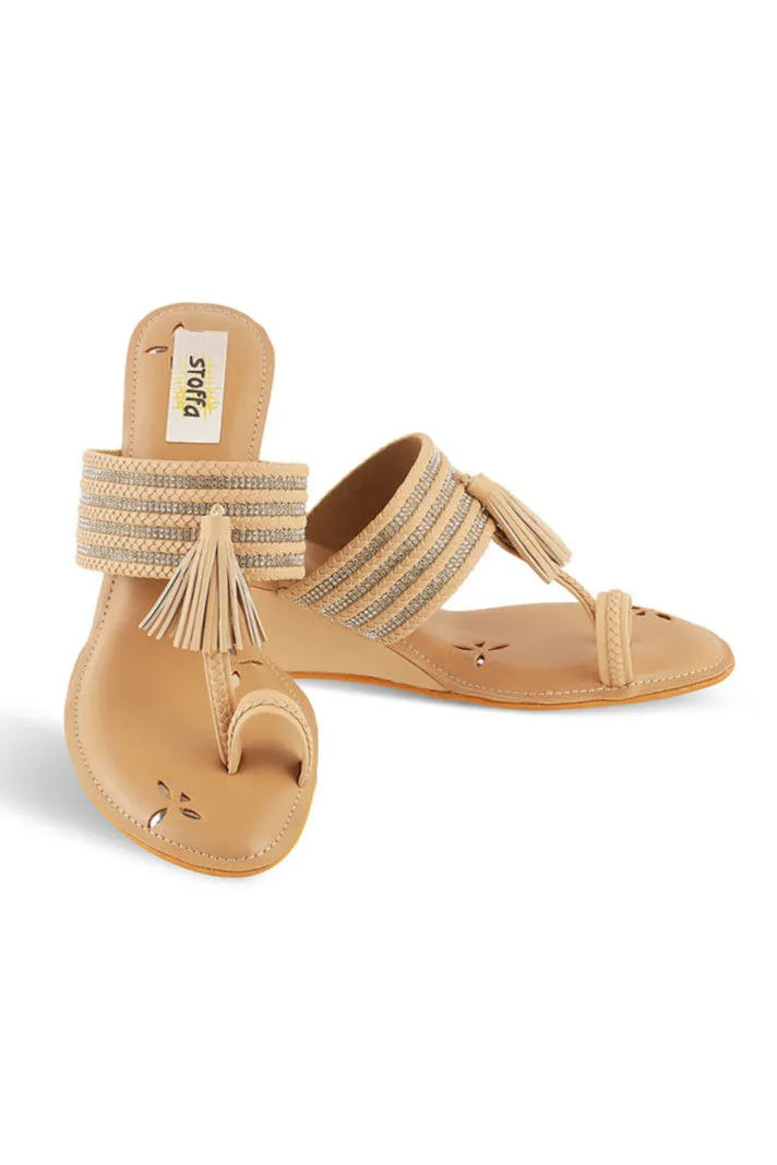 Crystal Braided Wedges White