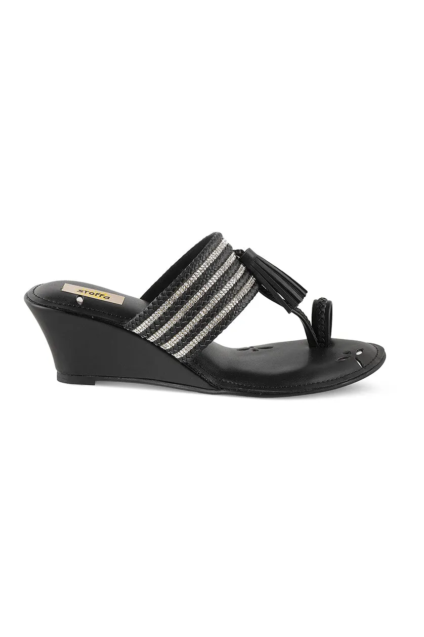 Crystal Braided Wedges White