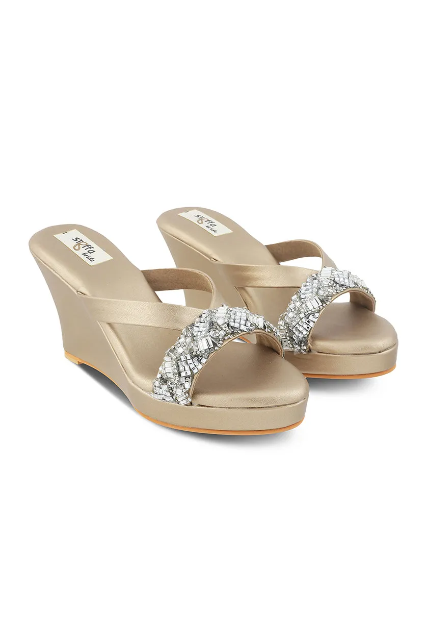 Crystal High Wedge Matte Silver