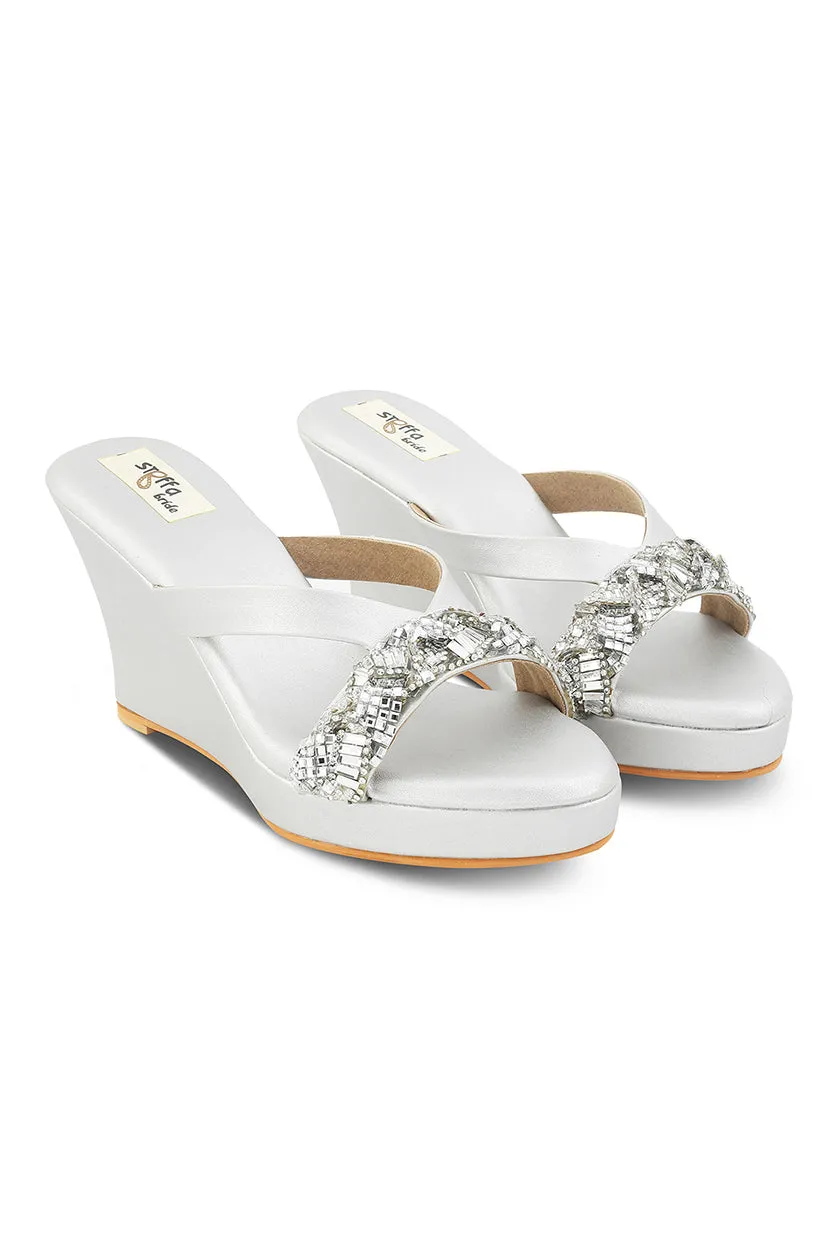 Crystal High Wedge Matte Silver