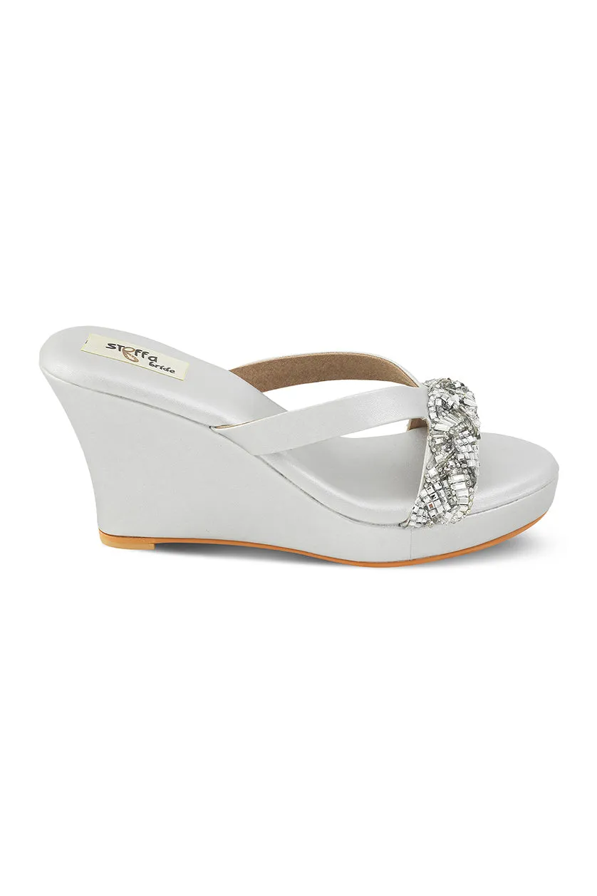 Crystal High Wedge Matte Silver