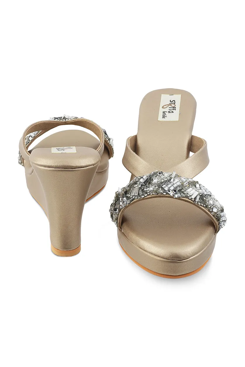 Crystal High Wedge Matte Silver