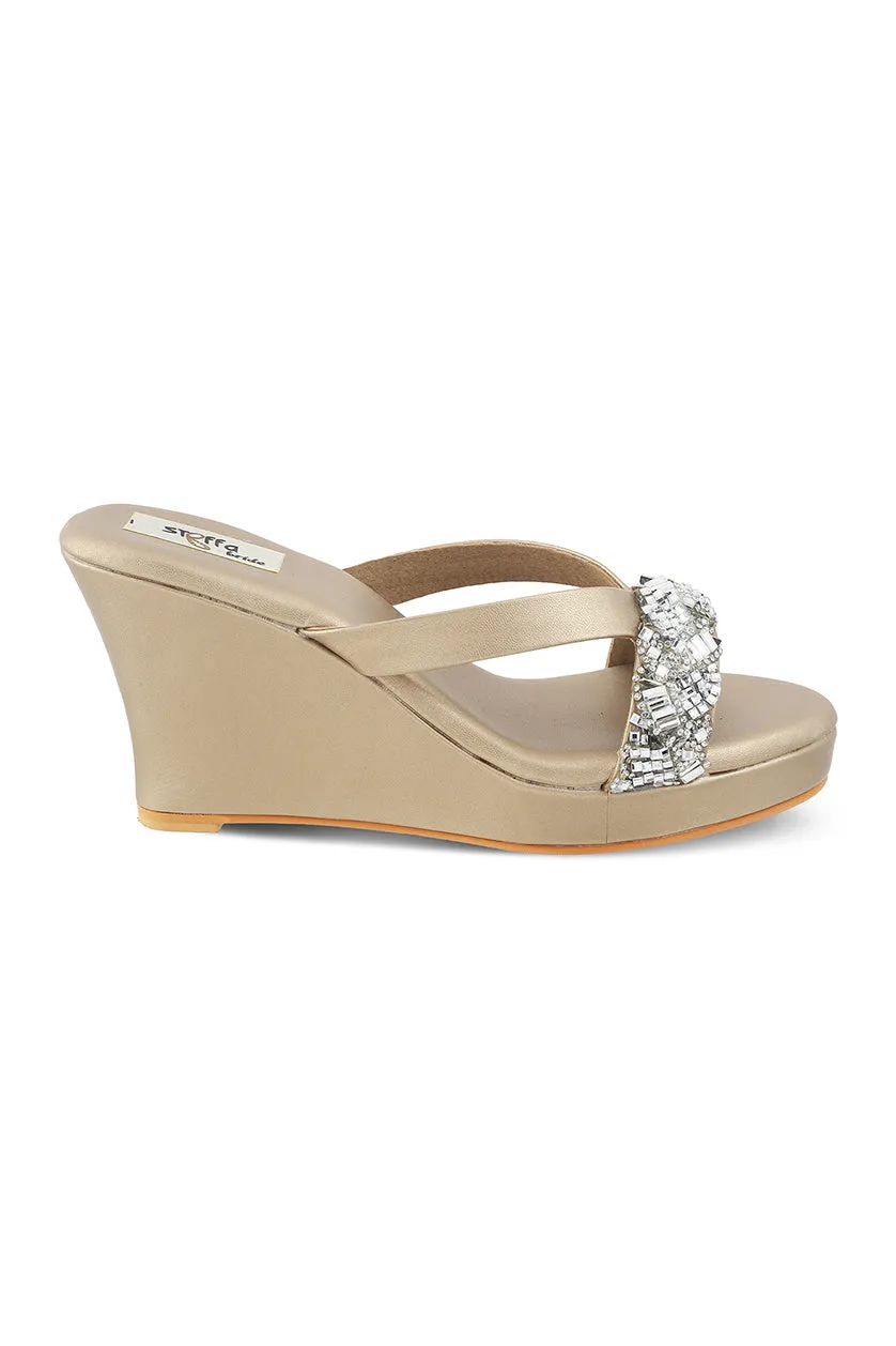 Crystal High Wedge Matte Silver