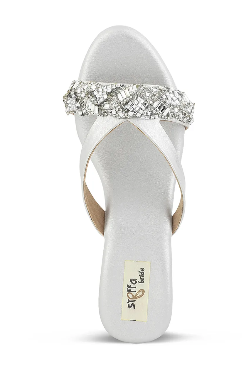 Crystal Low Wedge Matte Silver