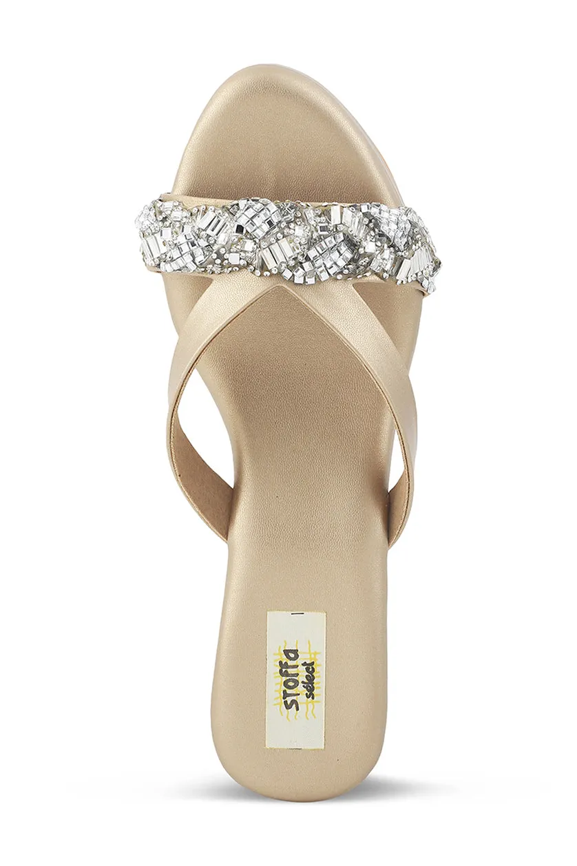 Crystal Low Wedge Matte Silver