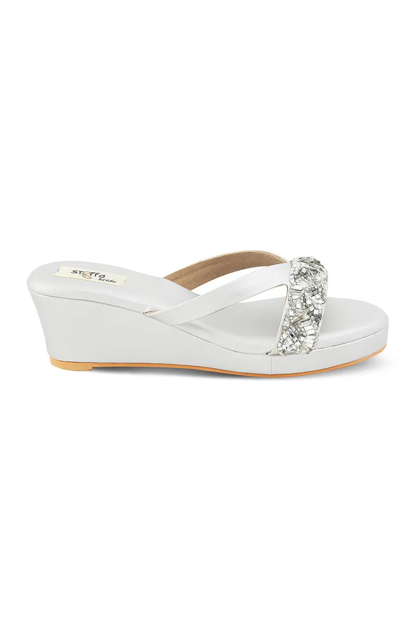 Crystal Low Wedge Matte Silver