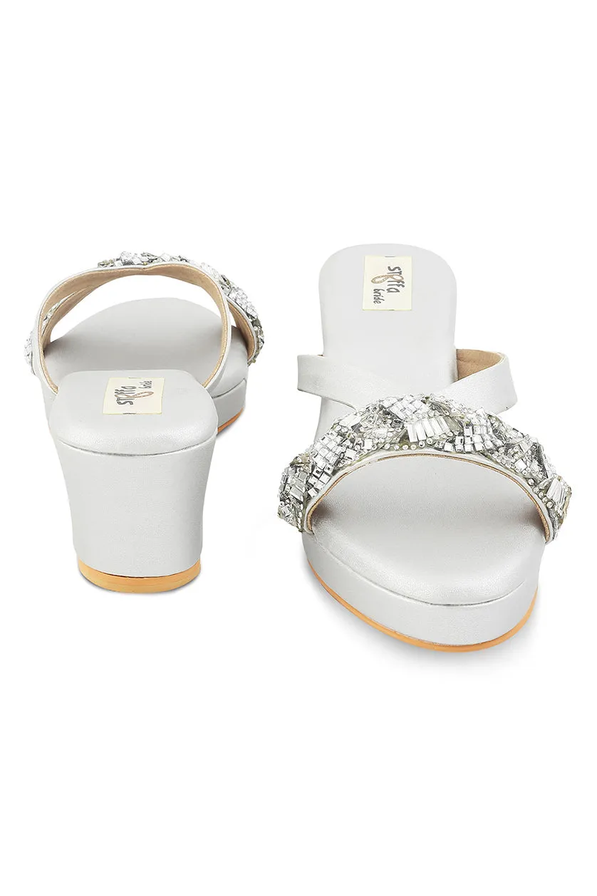 Crystal Low Wedge Matte Silver