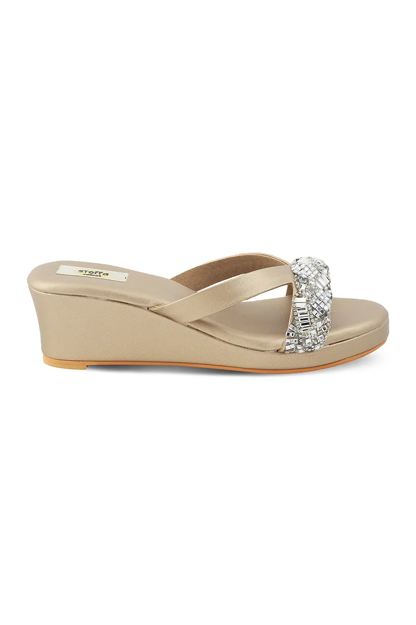 Crystal Low Wedge Matte Silver