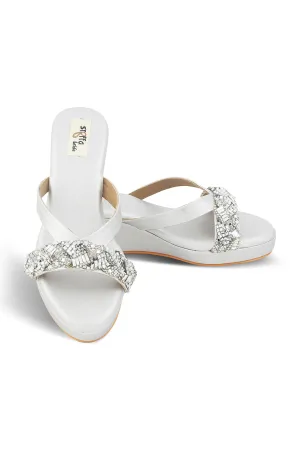 Crystal Low Wedge Matte Silver