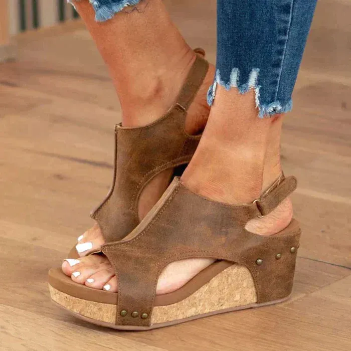 Cut-Out Wedge Sandals | Slingback | Comfortable & Stylish