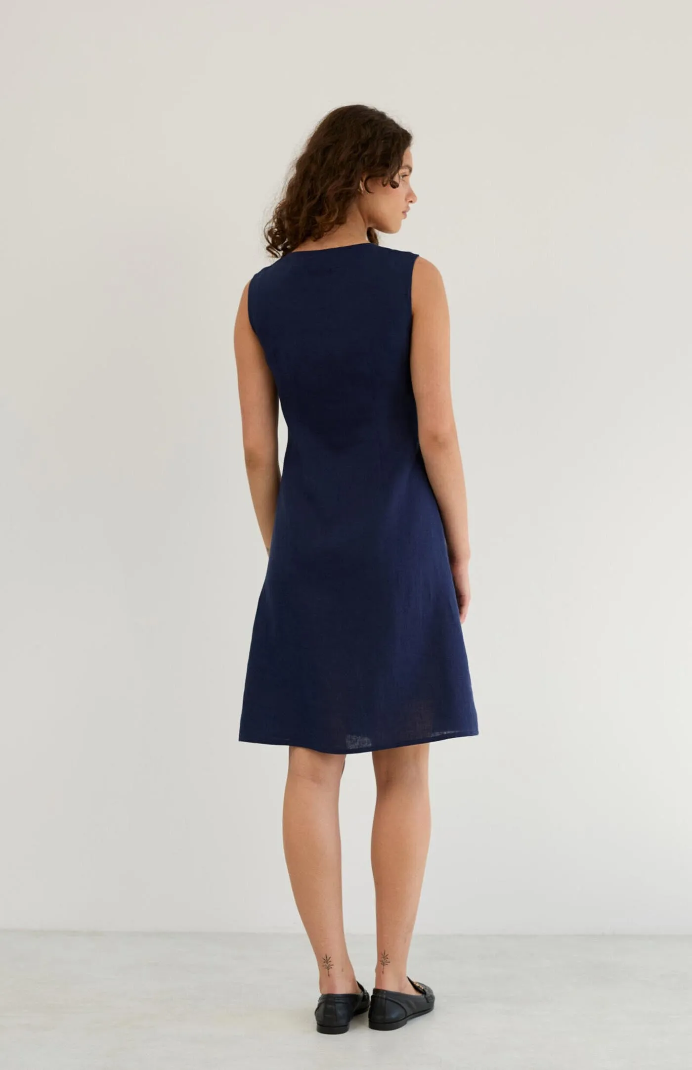 Deep Sea Grace Dress | Cotton Linen Blend