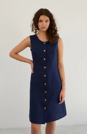 Deep Sea Grace Dress | Cotton Linen Blend