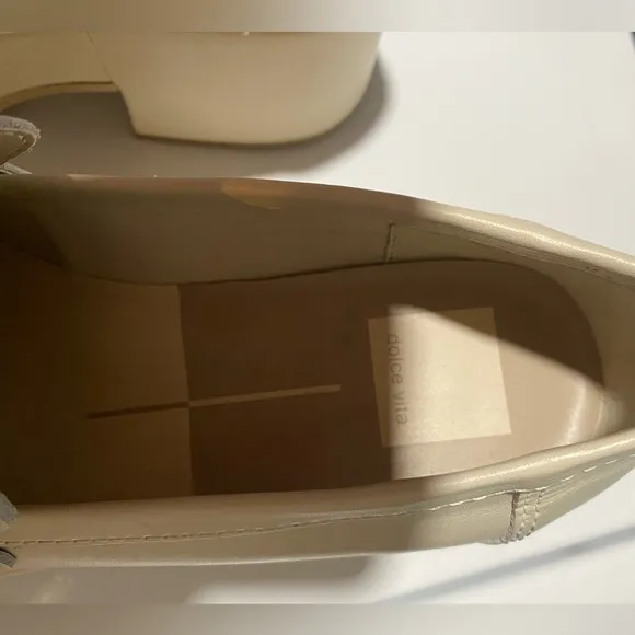 Dolce Vita Yanni Leather Platform Penny Loafers Ivory NWT size 8