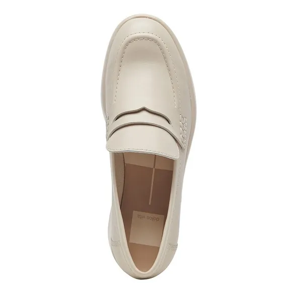 Dolce Vita Yanni Leather Platform Penny Loafers Ivory NWT size 8