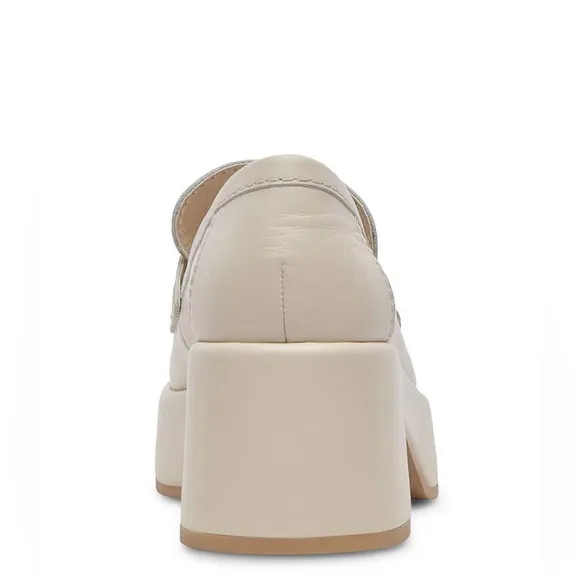 Dolce Vita Yanni Leather Platform Penny Loafers Ivory NWT size 8