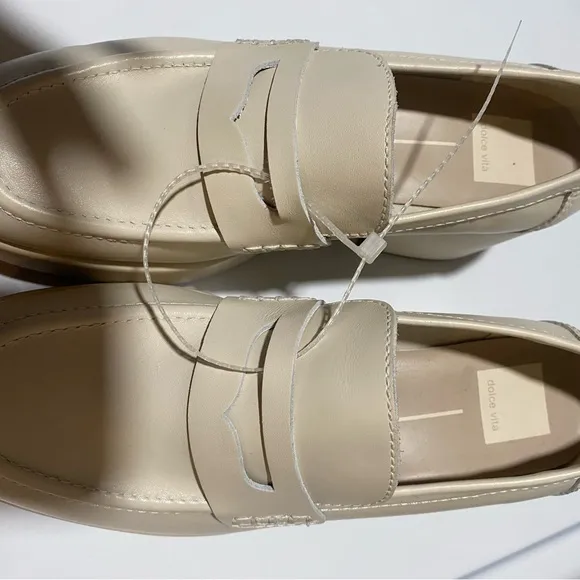 Dolce Vita Yanni Leather Platform Penny Loafers Ivory NWT size 8