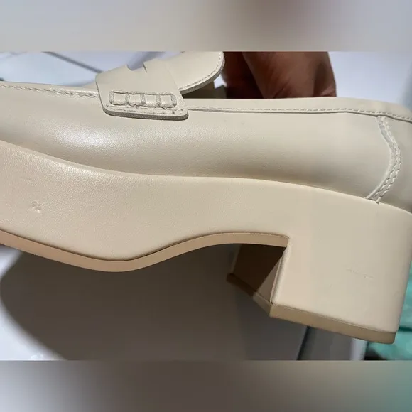 Dolce Vita Yanni Leather Platform Penny Loafers Ivory NWT size 8