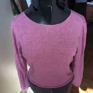 Eileen Fisher rose 100% linen cropped lightweight sweater