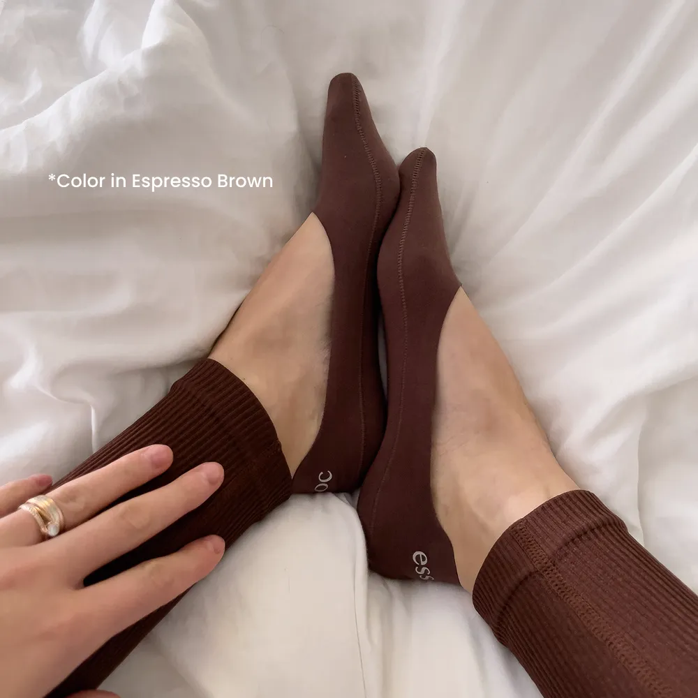 Espresso Brown Cotton No Show Socks