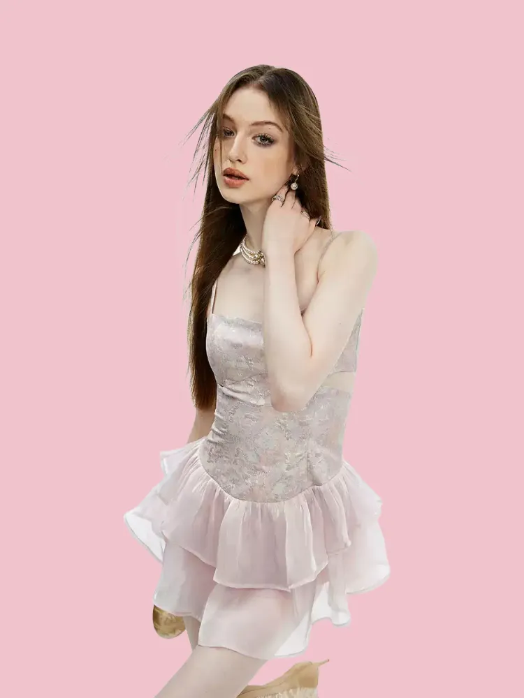 Ethereal Elegance Ruffle Dress