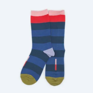 Fillmore Striped Unisex Crew Socks - Blue, Pink, Red, Green - (Men’s 8 - 12)