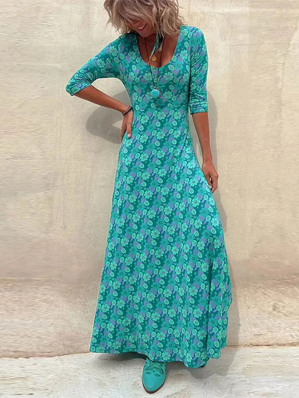 Floral Print Stylish Midi Dress