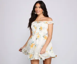 Floral Wonder Stylish Ruffled Skater Dress