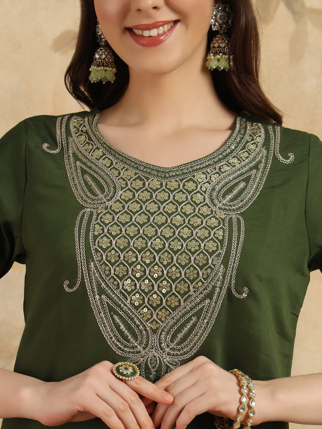 FRILLFIT : Embroidered Kurti Set – Perfect for Festive &amp; Casual Wear