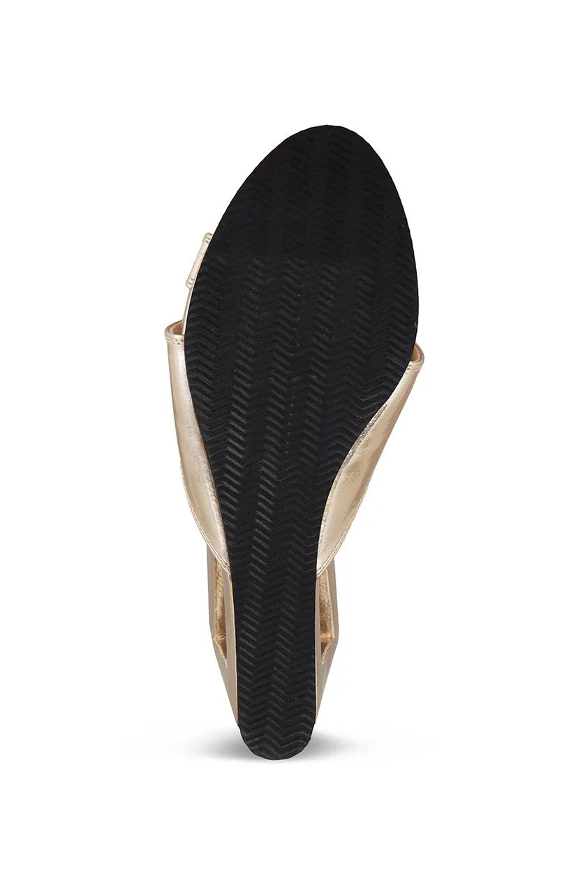 Gold Hardware Structured Heel Light Gold