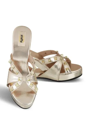 Gold Hardware Structured Heel Light Gold