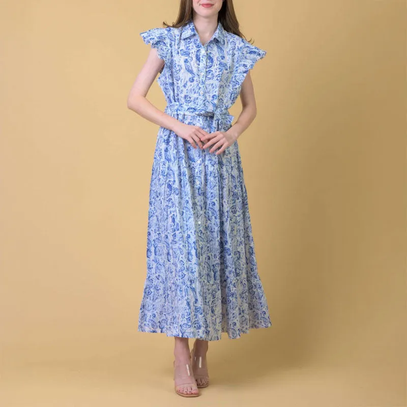 HANDPRINT DREAM APPAREL Longbeach Dress in Cleo Blue