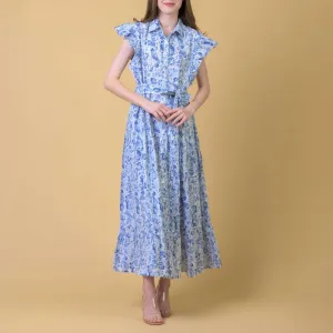 HANDPRINT DREAM APPAREL Longbeach Dress in Cleo Blue