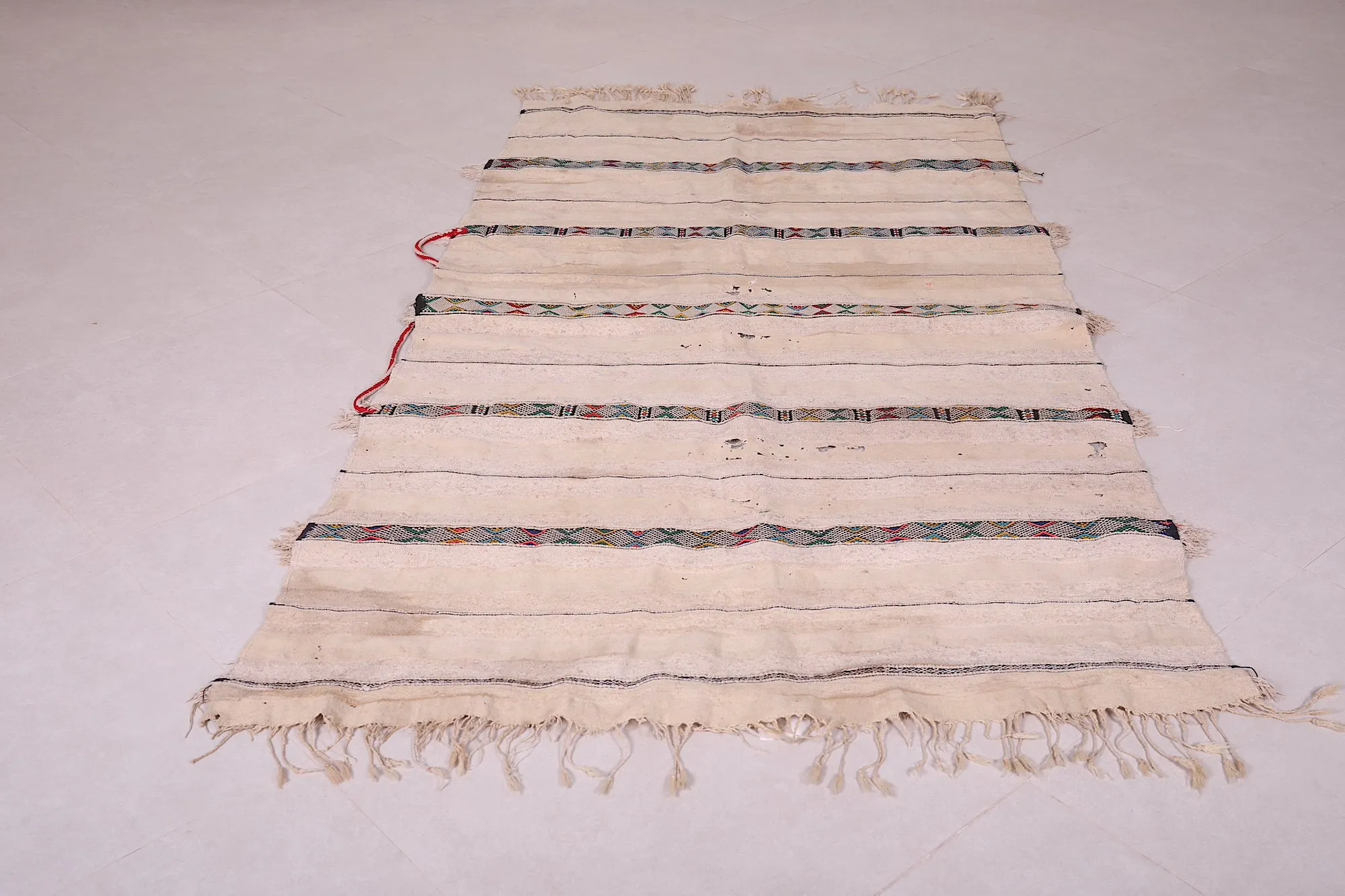 Handwoven Kilim 3.8 FT X 7.2 FT – Vintage Moroccan Rug