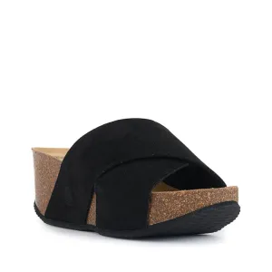Inis - Vegan Wedge Crossover Slider - Black