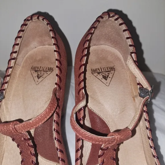 John‎ Fluevog Gertrude Burnt Orange Heel Wedges Size 8