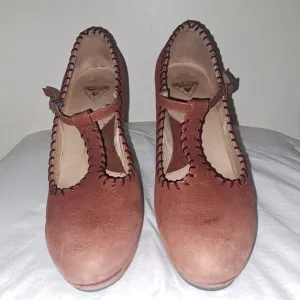 John‎ Fluevog Gertrude Burnt Orange Heel Wedges Size 8