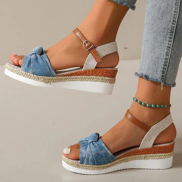Julieta® | Stylish Knotted Wedge Sandals For Women