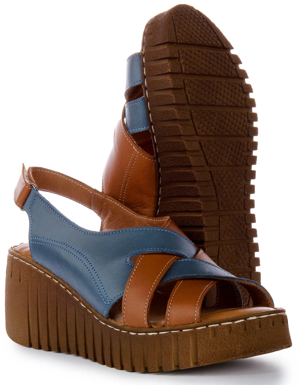 Justinreess England Adele Soft Footbed Sandal Brown Blue | Secret Sale