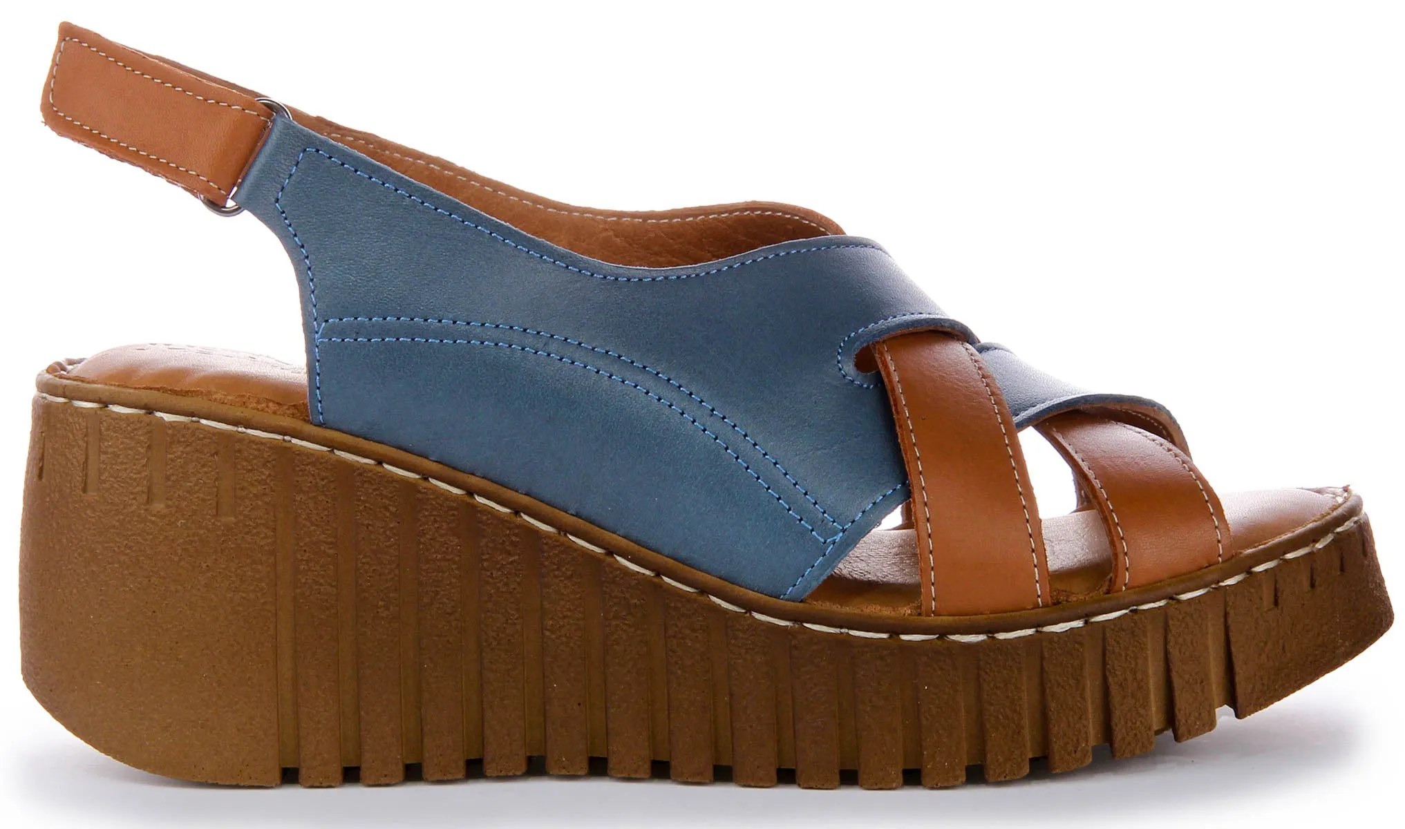 Justinreess England Adele Soft Footbed Sandal Brown Blue | Secret Sale