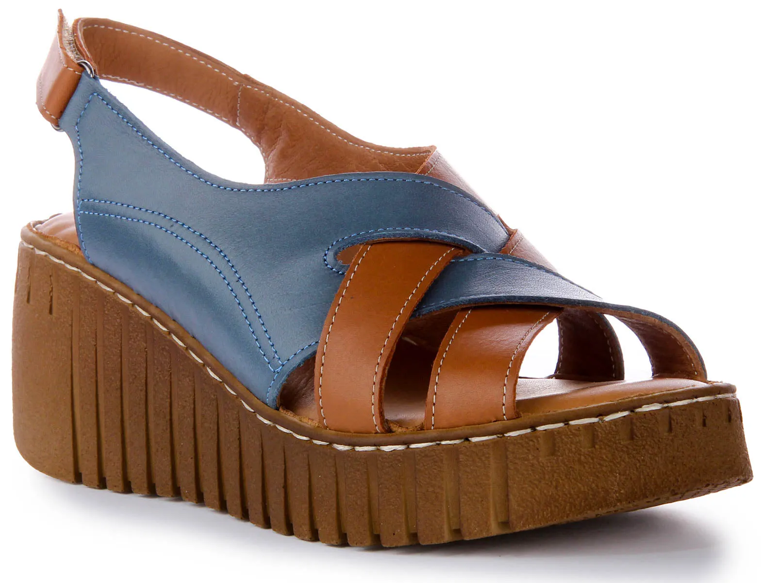 Justinreess England Adele Soft Footbed Sandal Brown Blue | Secret Sale