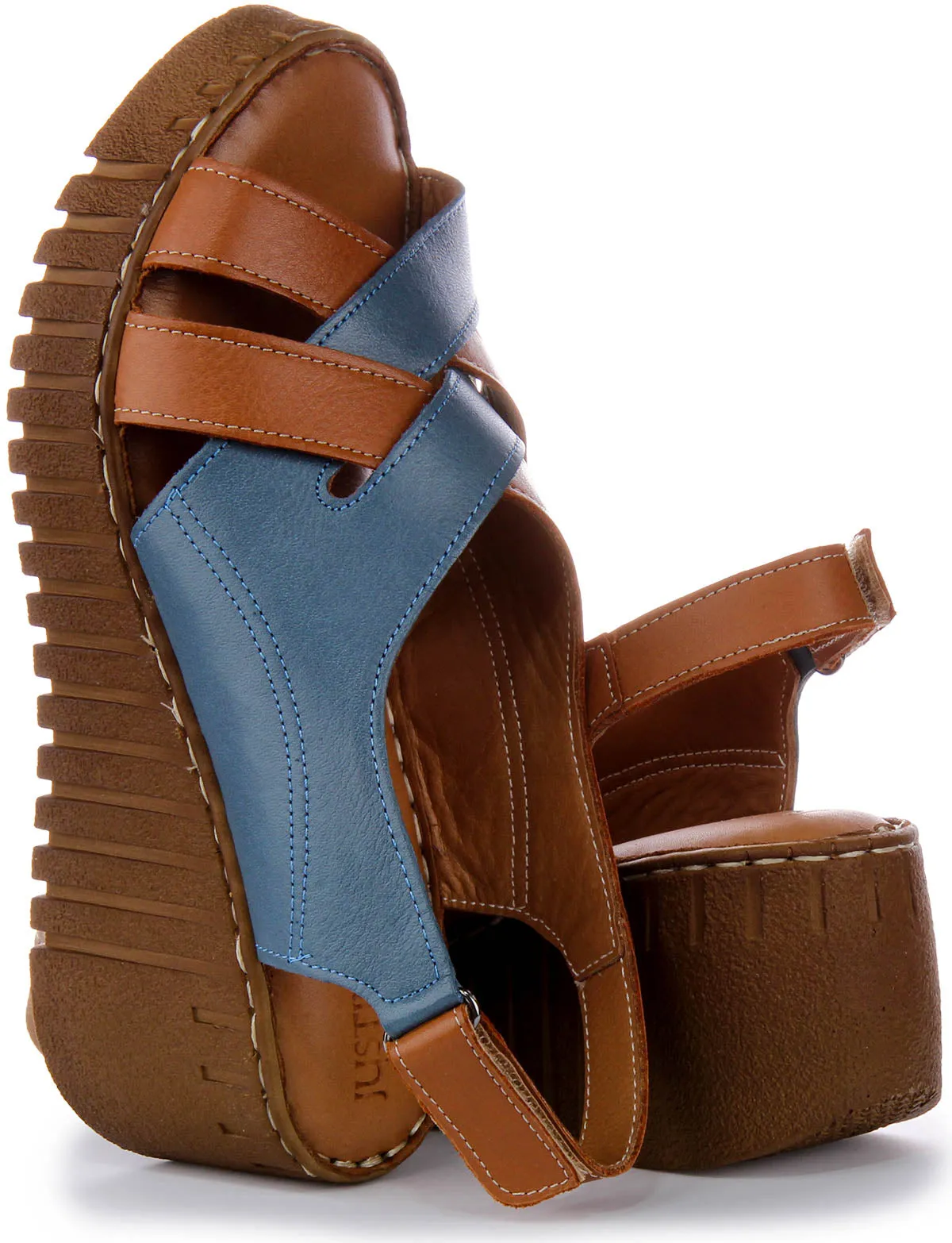 Justinreess England Adele Soft Footbed Sandal Brown Blue | Secret Sale