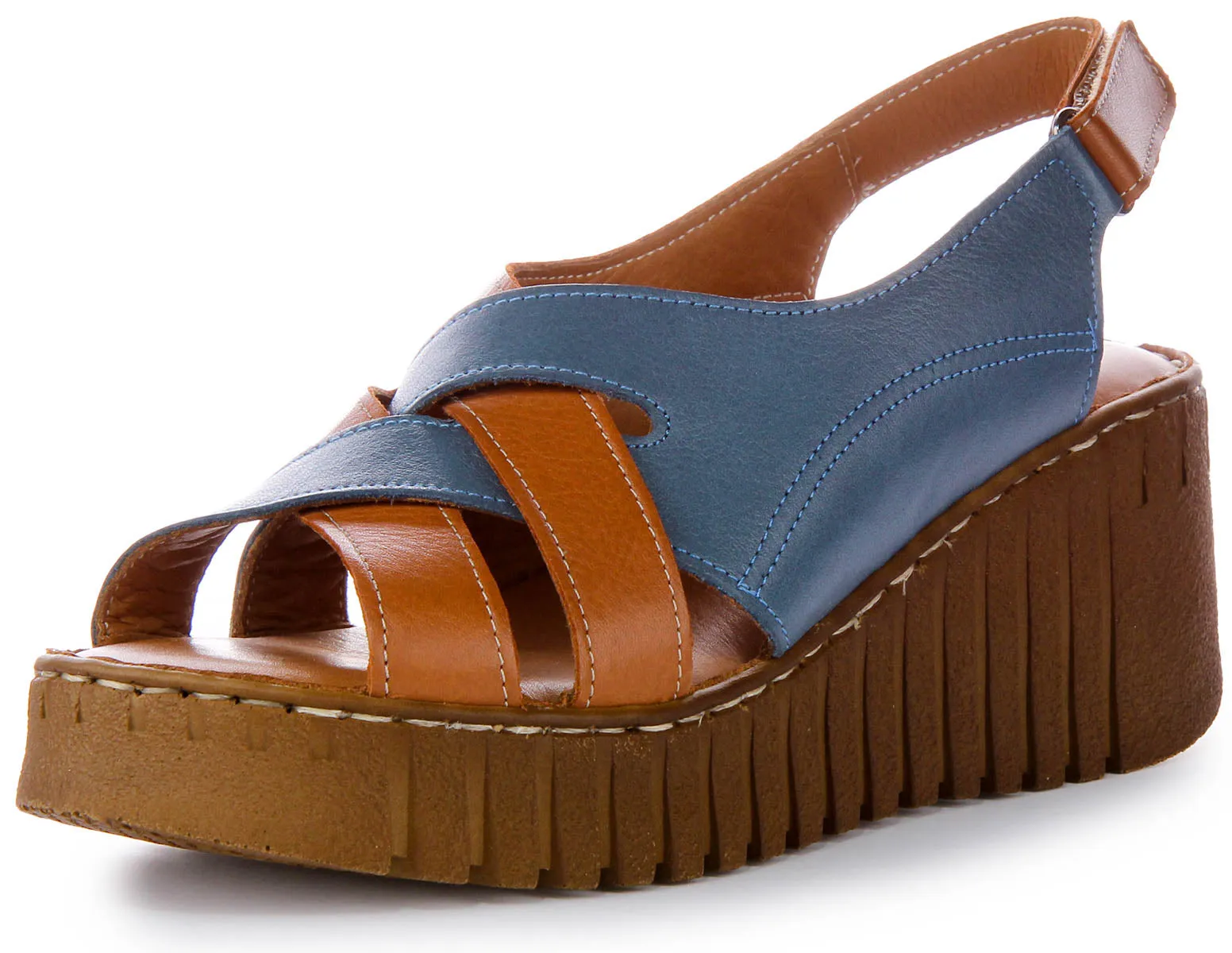 Justinreess England Adele Soft Footbed Sandal Brown Blue | Secret Sale