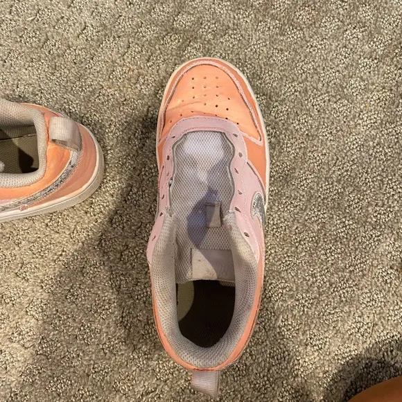 Kids Peach and Silver Nike Shoes