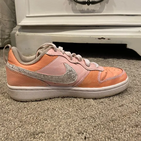 Kids Peach and Silver Nike Shoes