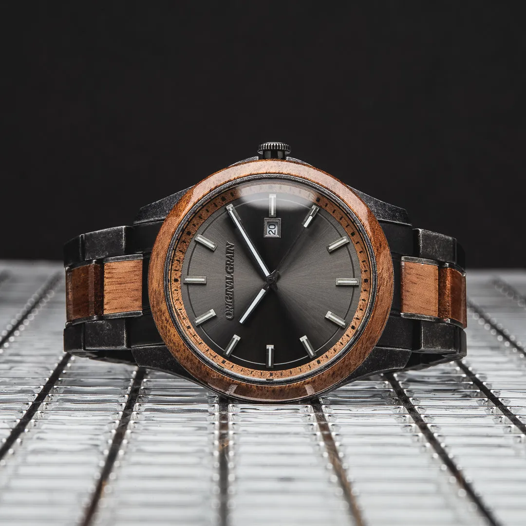 Koa Stonewashed Steel Classic 43mm