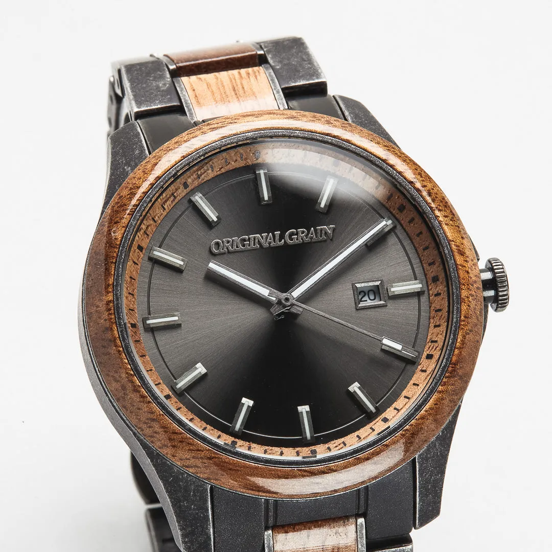 Koa Stonewashed Steel Classic 43mm