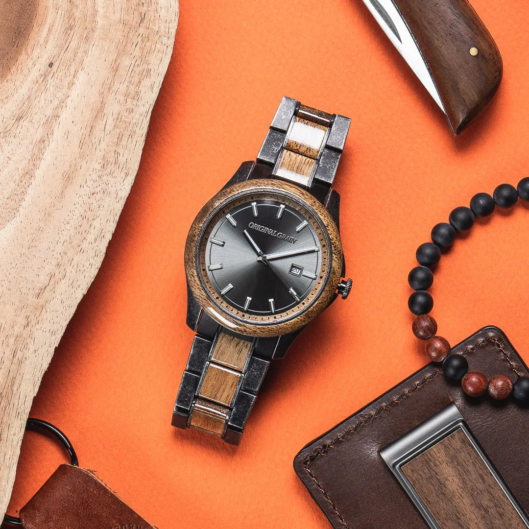 Koa Stonewashed Steel Classic 43mm